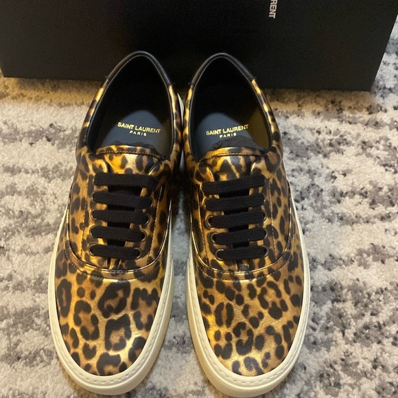 Saint Laurent Venice Sneaker in Shiny Leopard Print - Picture 1 of 13